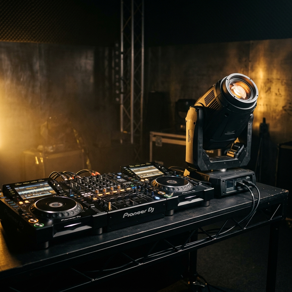 Equipo profesional de DJ y cabezas de iluminación de JJ EVENTS